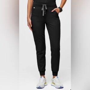Figs High Waisted Zamora Jogger Scrub Pants in black, medium, regular length